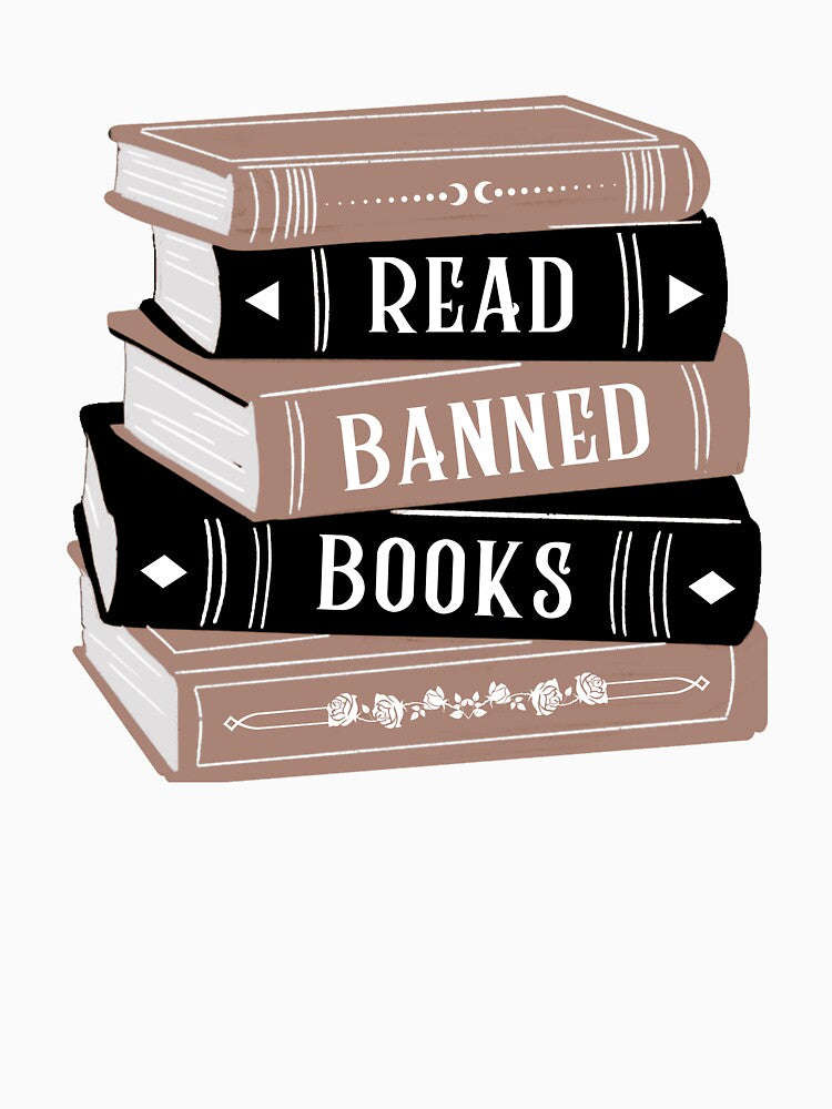 Read Banned Books Book Stack / Pile Brown by Taiga-Design