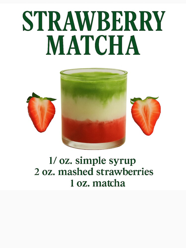 Strawberry Matcha Latte Aesthetic Drink Recipe Vintage Style by lucyjohnsn