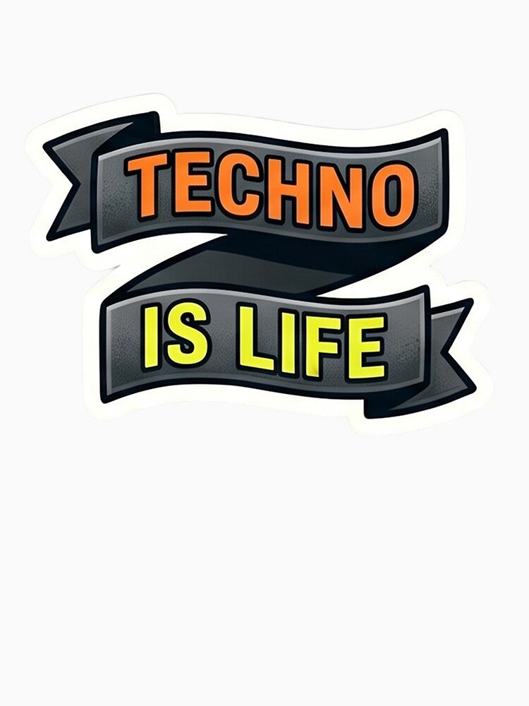 Techno Is Life Ribbon Banner - Rave Culture Quote by PixelsTelas