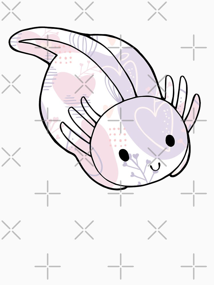 Cute Kawaii Baby Chibi Axolotl in Pastel Pink and Purple Pastel Patterns by InkMemories