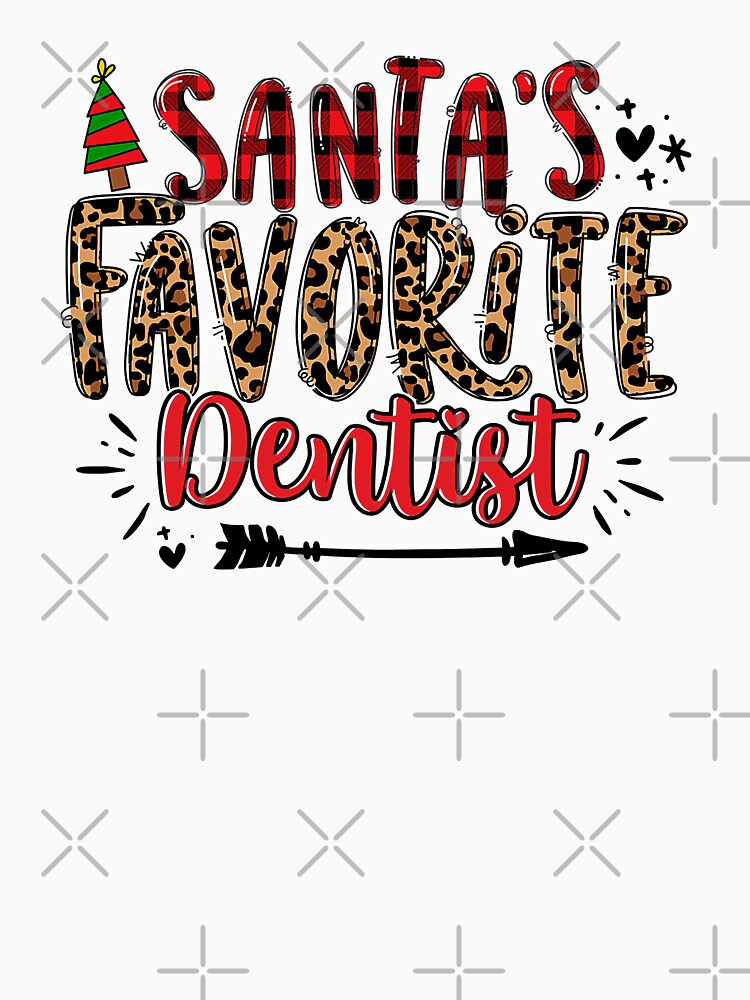 Red Buffalo Plaid Leopard Santa's Favorite Dentist Christmas by NevaehRey