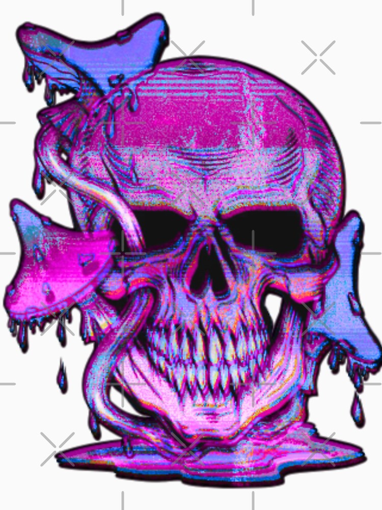 Mushroom Skull Melt | Psychedelic Fungi Trippy Art by BoneandBloomCo