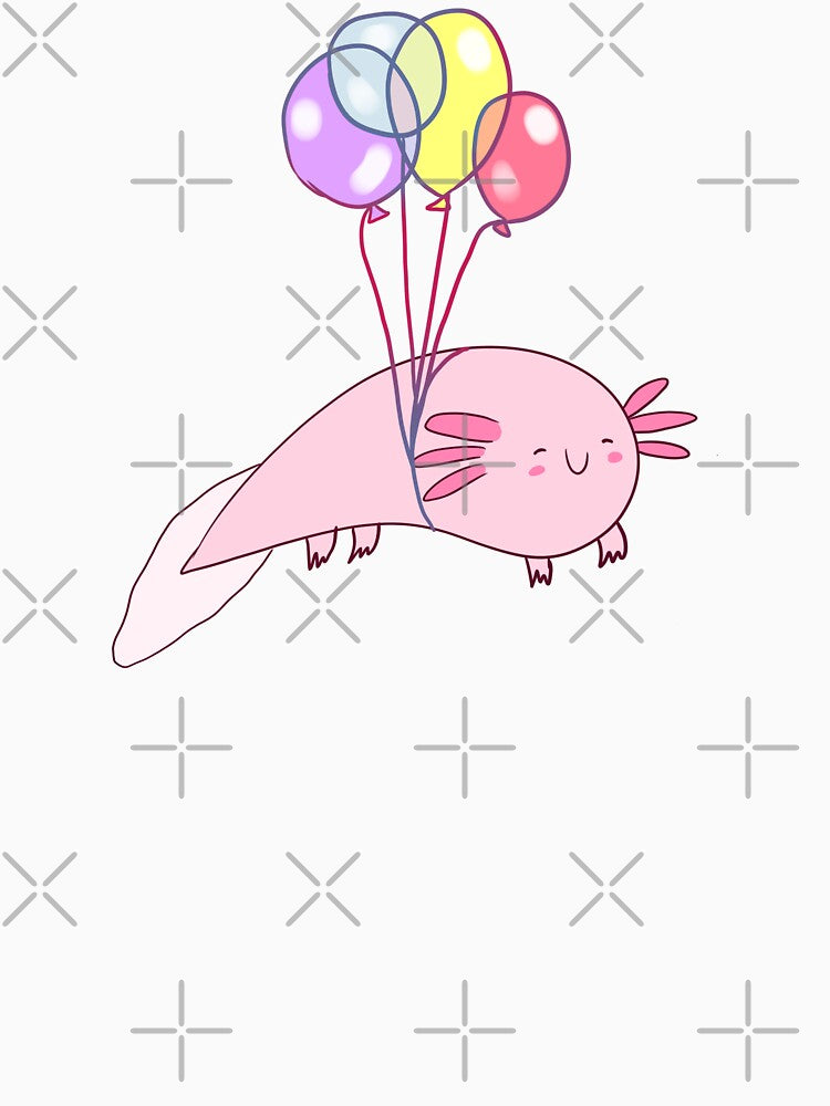 Funny axolotl with balloons by Mayarart