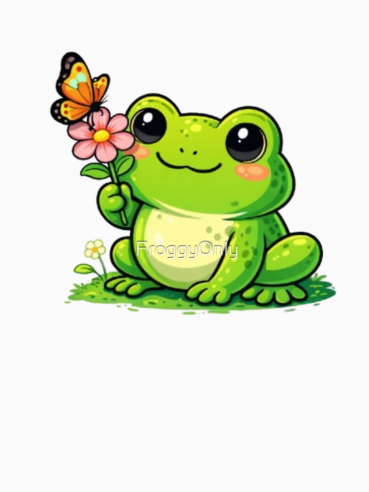 Frog and butterfly on a flower by FroggyOnly