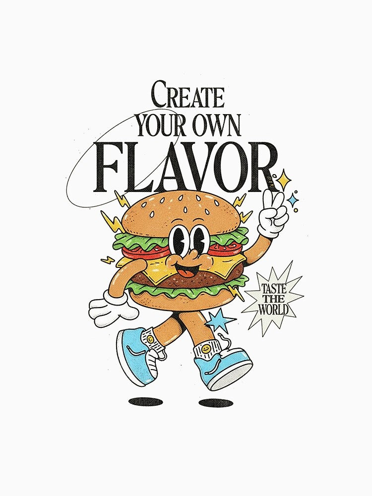 Groovy Retro Cartoon Burger - Create Your Own Flavor by HoopeStylee