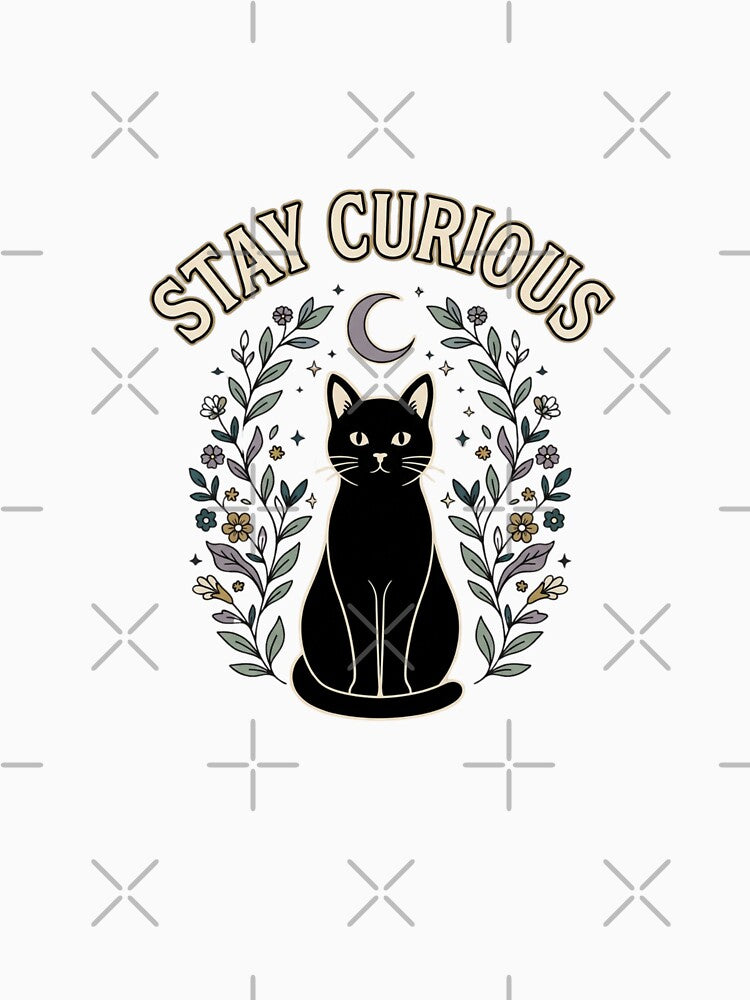 Stay Curious Vintage Black Cat Design by GoofyShopp