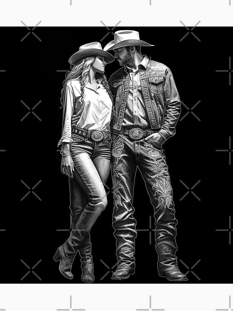 Black and White Western Cowboy Couple Country Romance by inkoutninja