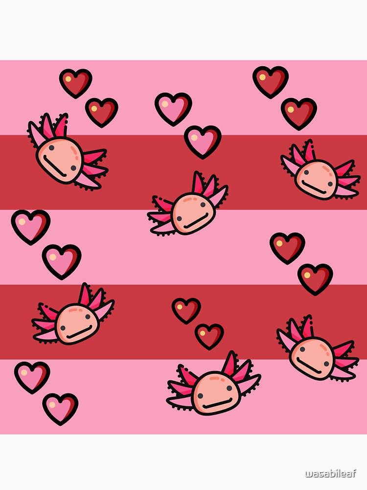 Pink Axolotl Love Tapestry by wasabileaf