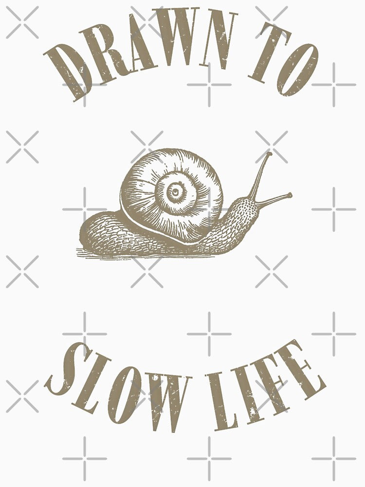 Drawn To Slow Life – Snail Slow Living Vintage Illustration by Inkwood Studio Designs