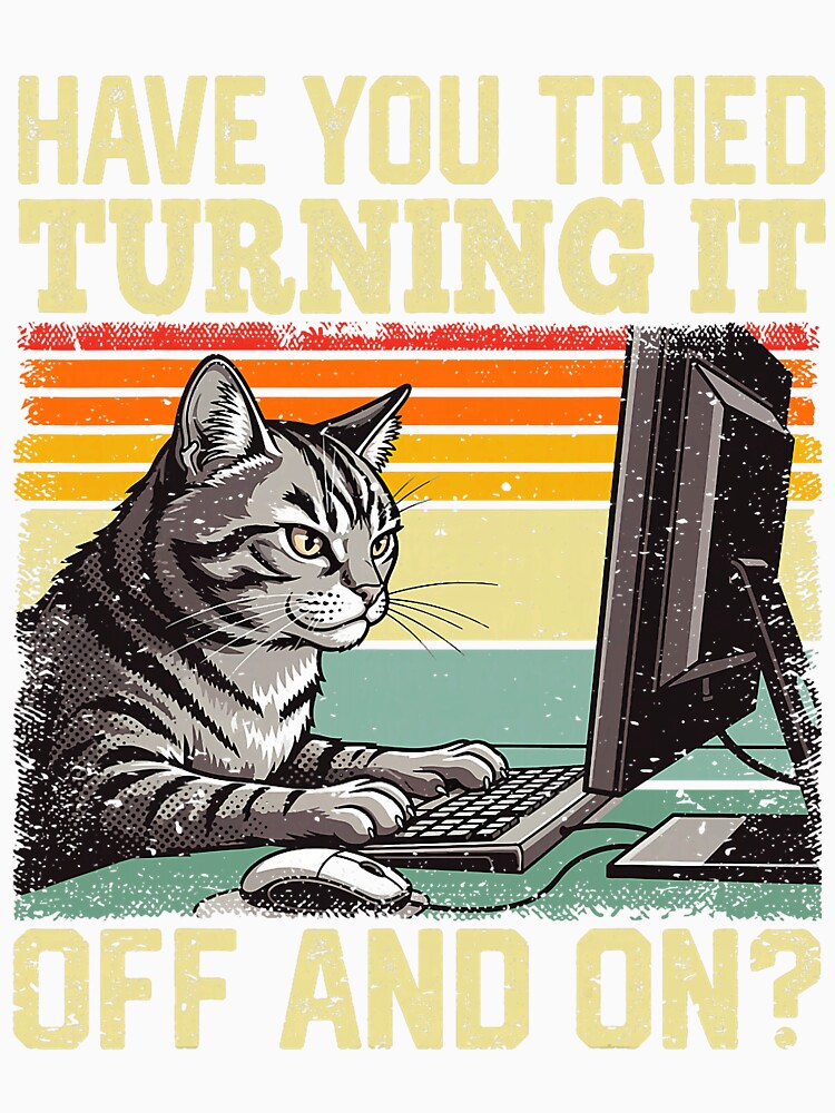 Cat Tech Engineer Support Humor Tech Computer IT Guy by averyfisher