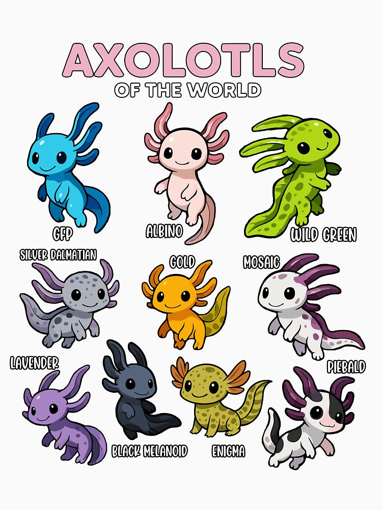Axolotls of the World – Cute Kawaii Axolotl Collection by JayceTucker89