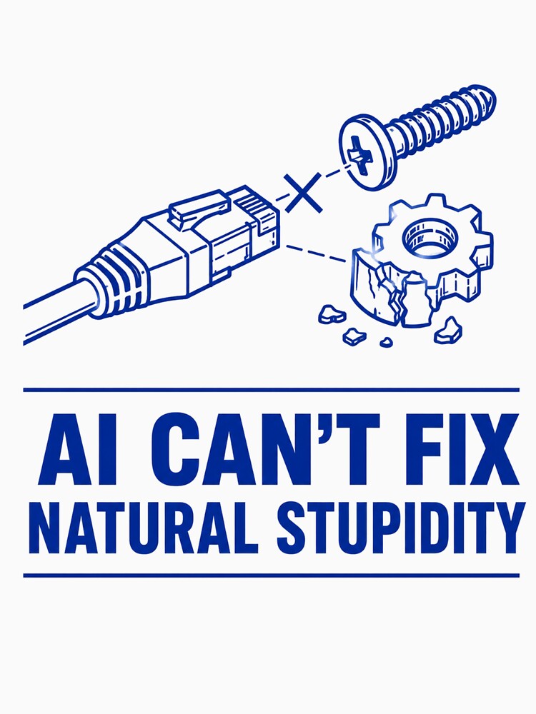 AI Cant Fix Natural Stupidity Funny Tech Office Satire by PixelPublishing