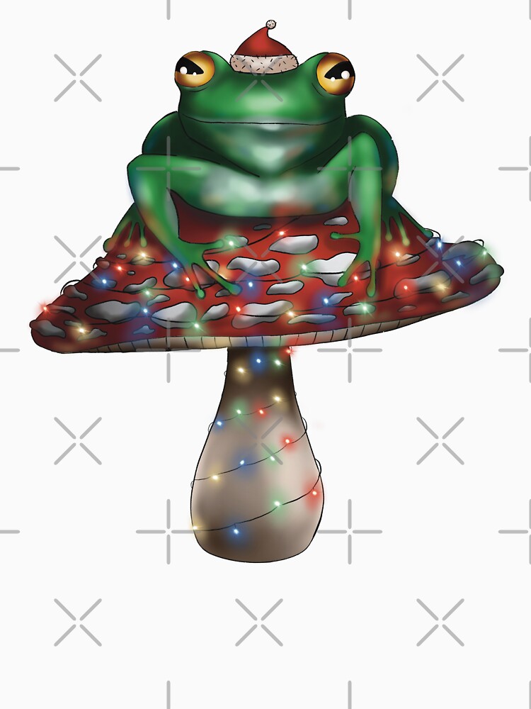 Frog sat on a Christmas mushroom by Steph-draws