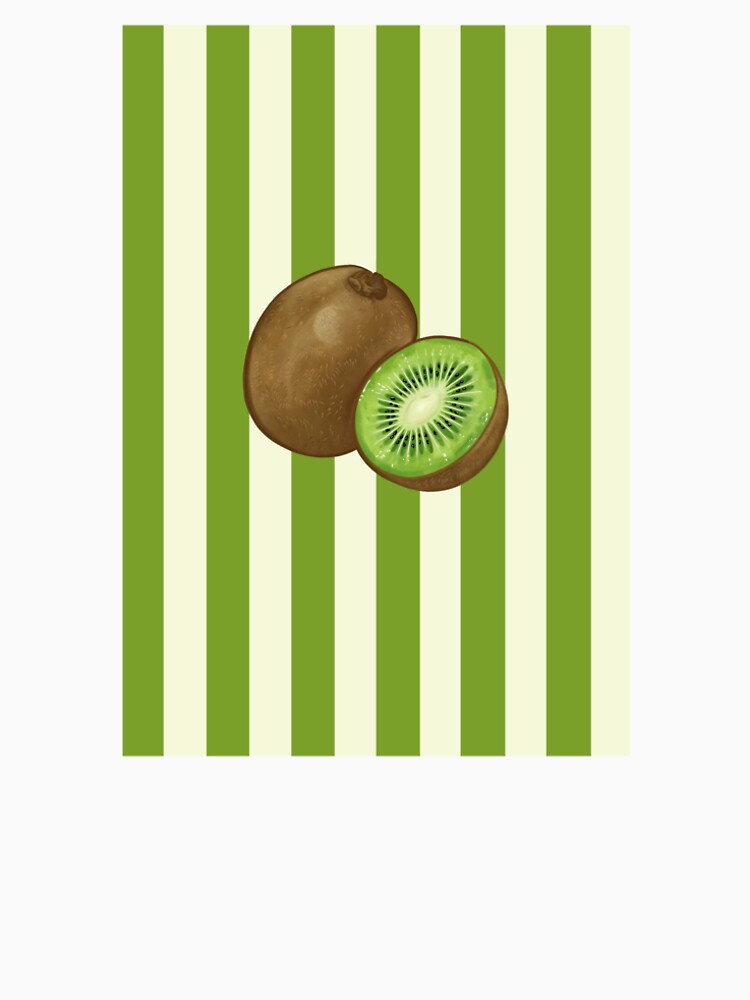 Kiwi illustration on green stripes, by joleyjl