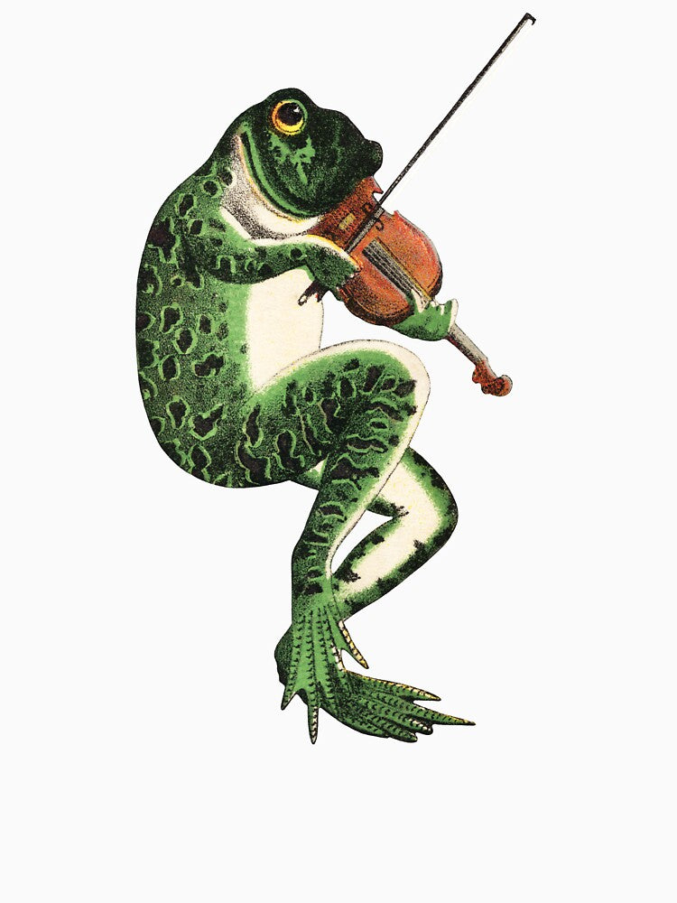 Vintage frog playing violin by elinaarbidane
