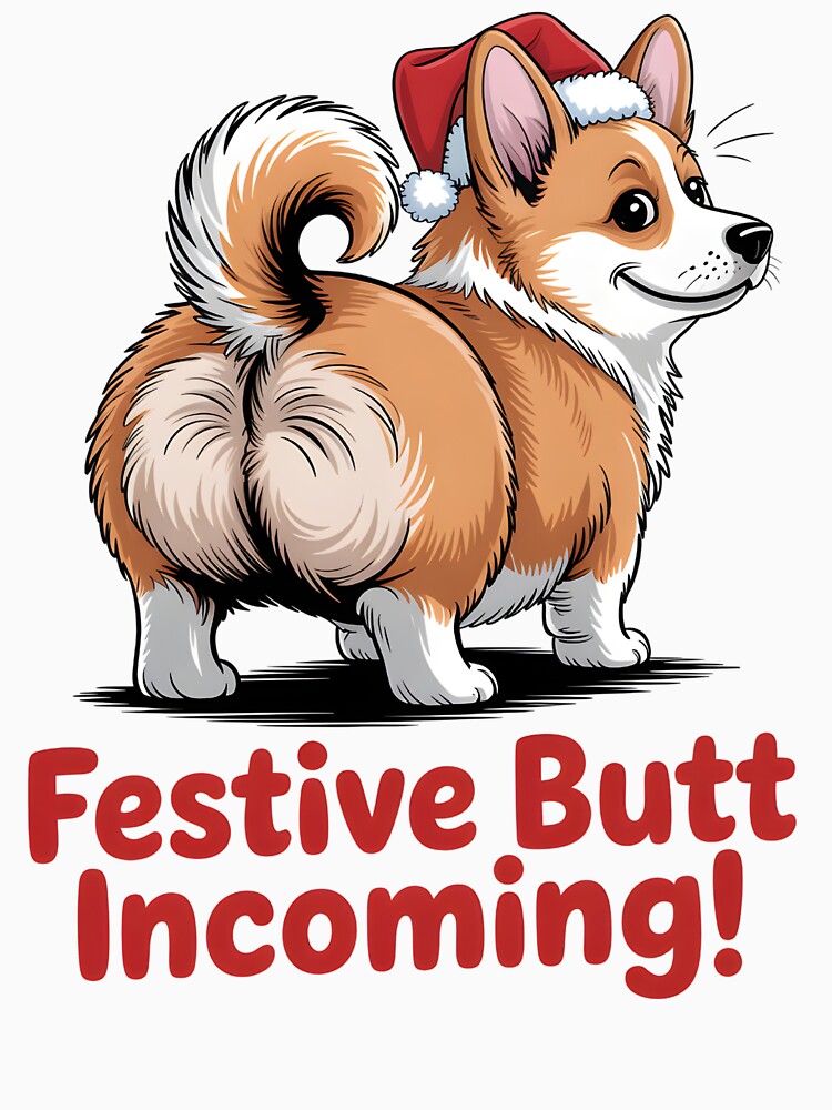 Festive Butt Incoming Funny Christmas Corgi Butt Holiday Gift by Slaw-Creation
