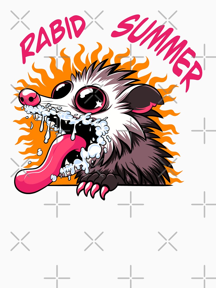 Rabid Opossum – Funny Rabid Summer Animal Cartoon Design by Mandy-Sue