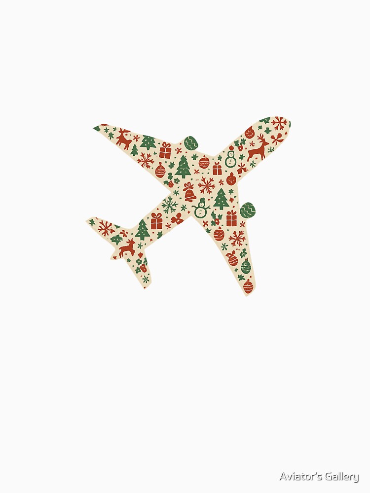Christmas Airplane Design | Festive Aviation Holiday Art by Aviator’s Gallery
