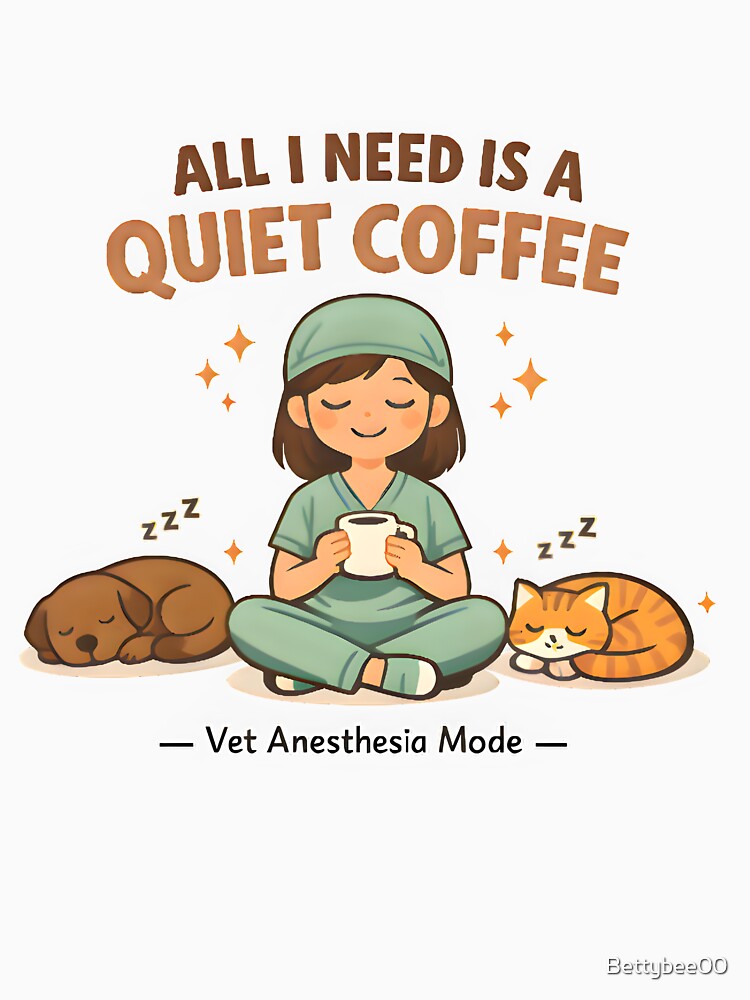 All I Need Is a Quiet Coffee – Vet Anesthesia Mode | Funny Vet Tech Design by Bettybee00