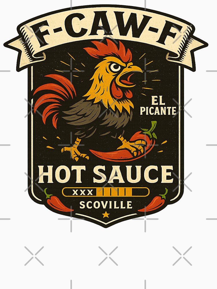 Retro Rooster Hot Sauce Emblem F-CAW-F by Derpy Lab