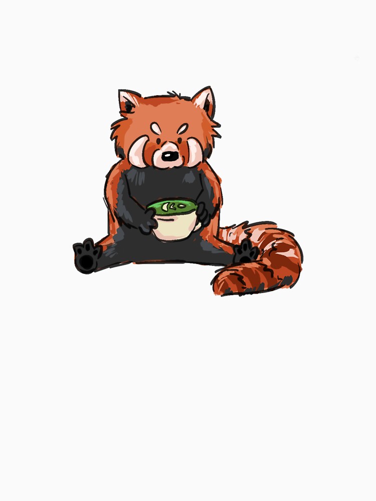 Cozy Red Panda Holding Matcha by Savvique