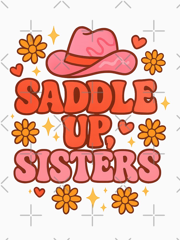 Saddle Up Sisters – Cute Retro Cowgirl Sticker for Girls by inkoutninja