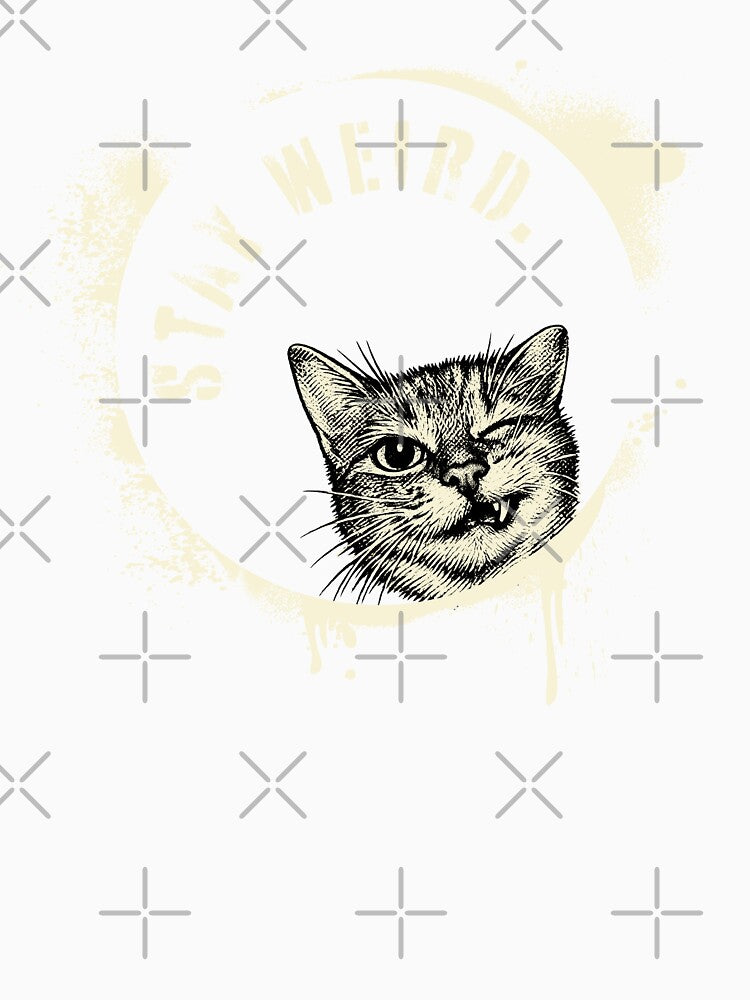 Stay Weird Crazy Cat Vintage Graffiti Artwork by CreareAT