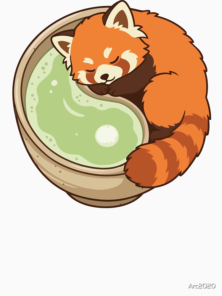 Zen Red Panda Japanese Matcha Tea Bowl by Arc2020