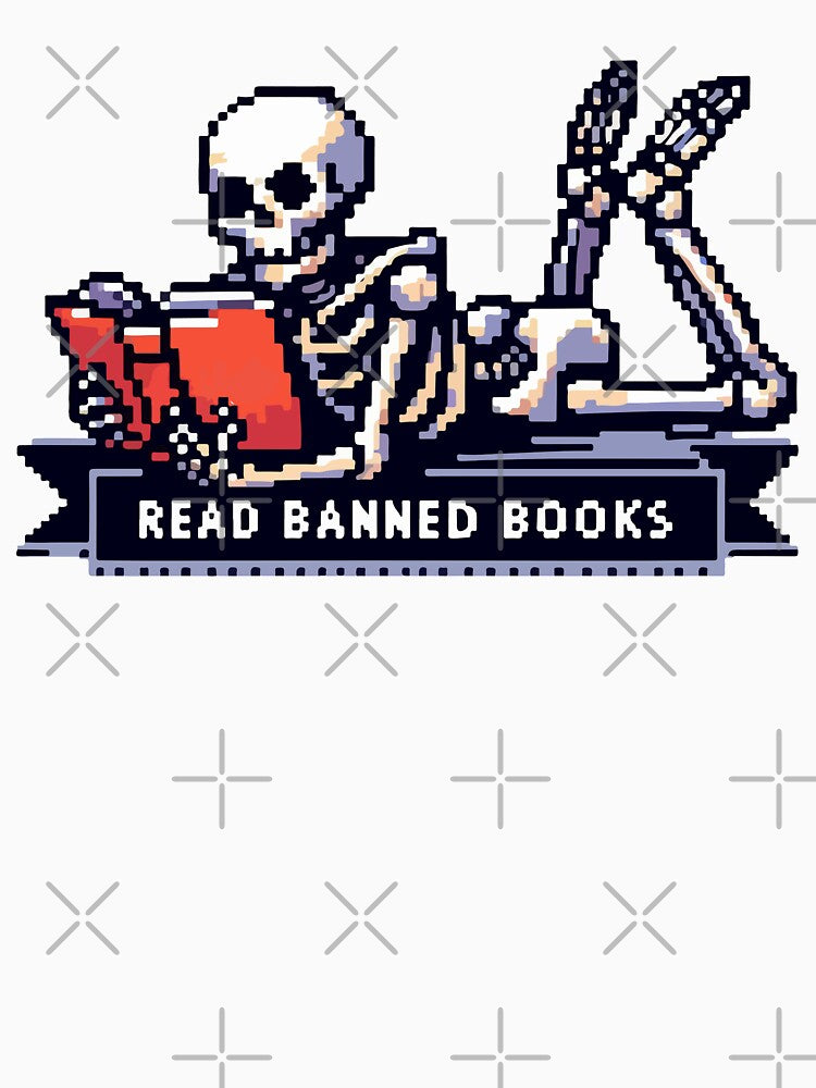 Read Banned Books Skeleton Pixel Art by TomFrontierArt