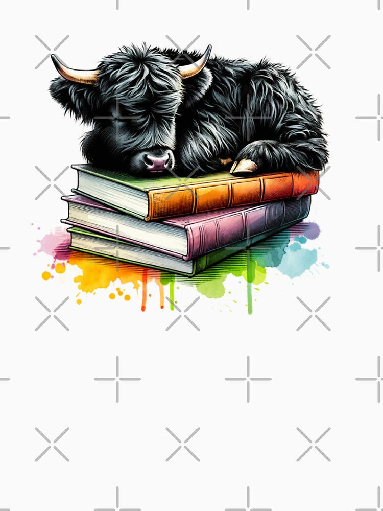 Black Highland Cow And Books by TheAnimalZ00