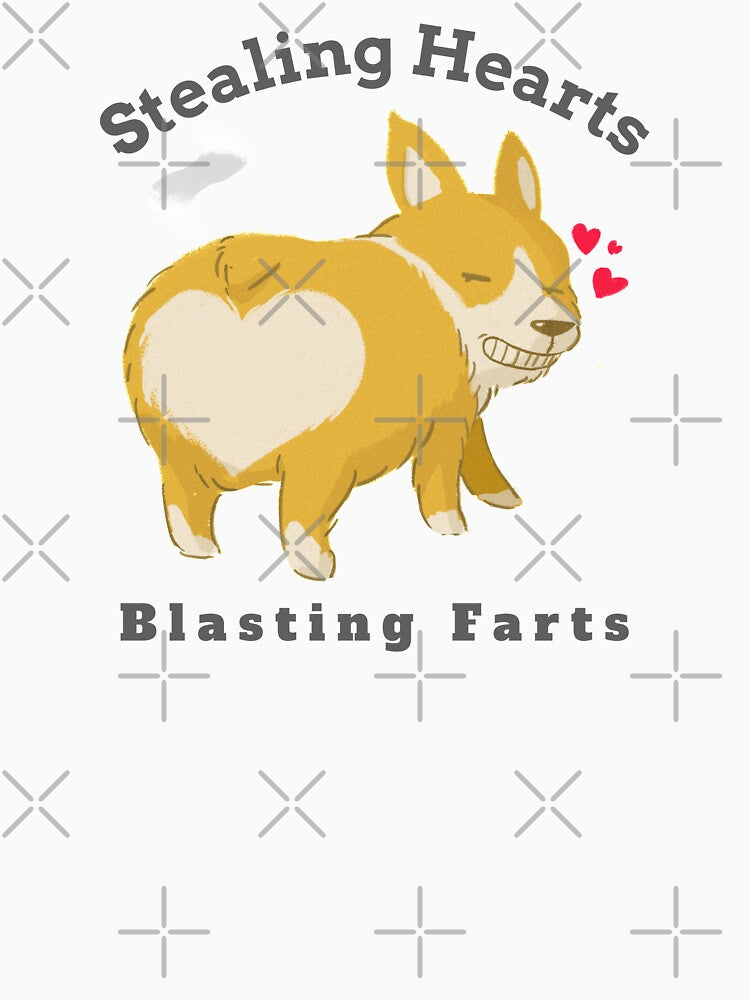 Stealing Hearts, Blasting Farts Funny Corgi by Zurickdesigns