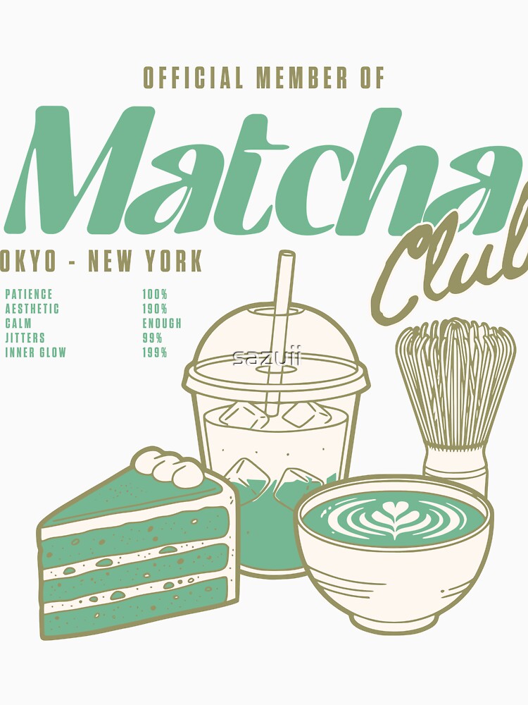 Matcha Club Aesthetic Tea Illustration by sazuii