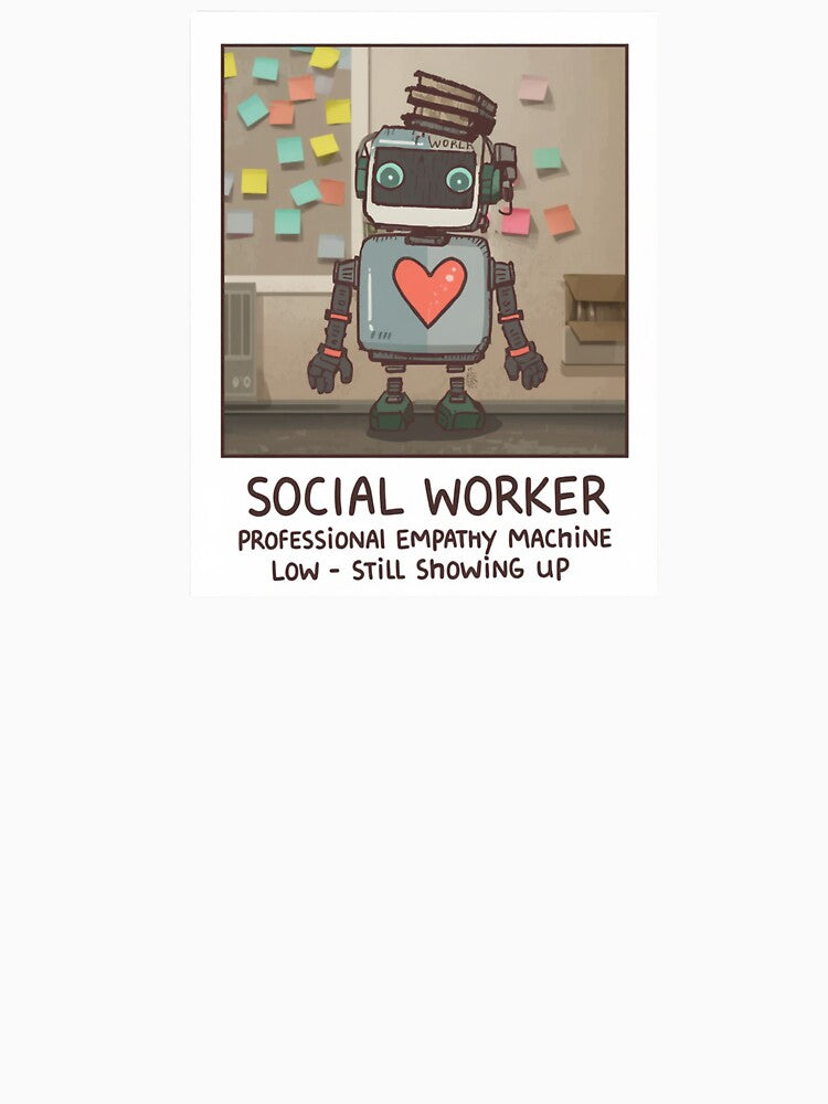 Social Worker Professional Empathy Machine - Cute Robot Polaroid Badge by SandiCreative