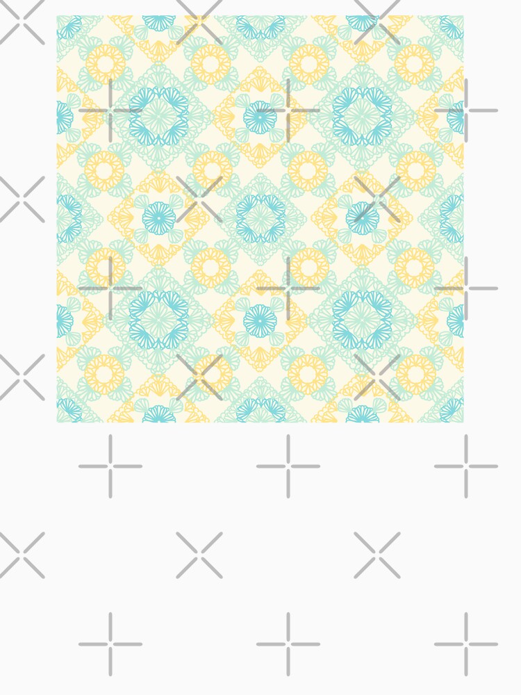 Yellow and blue granny squares over cream by marufemia