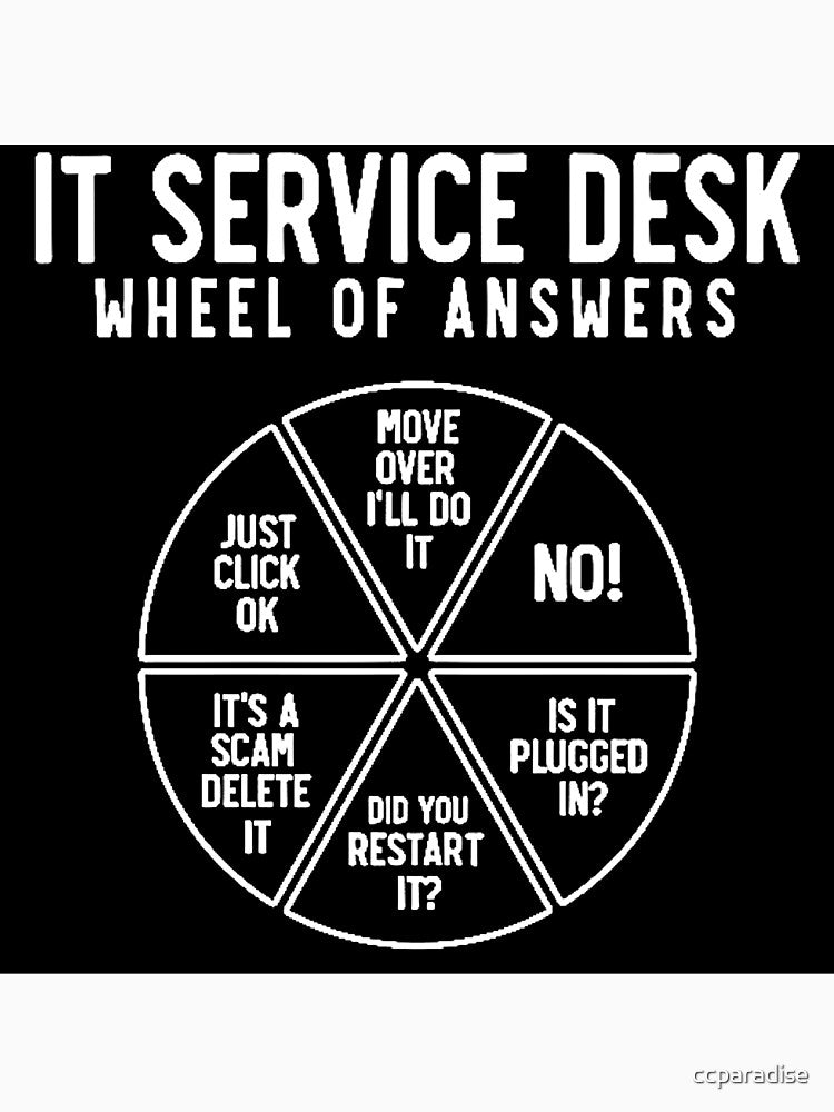 IT Service Desk Wheel of Answers - Funny Tech Support Humor by Earth Nature Creations