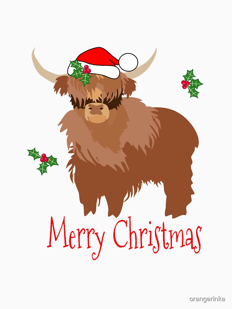 Merry Christmas from Fluffy Highland cow by orangerinka