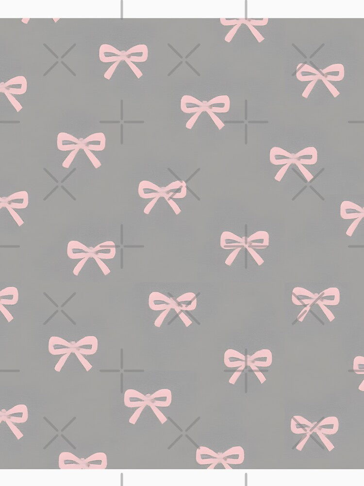 Pink Bows Grey Pattern by SassyArtistry