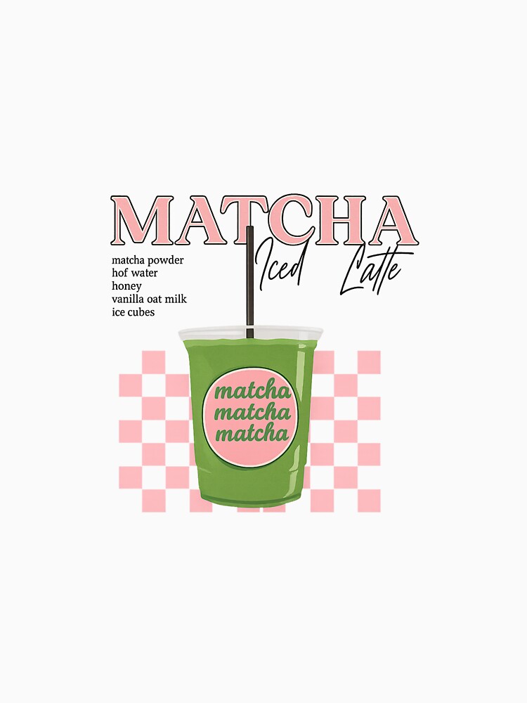 Matcha Iced Latte Aesthetic – Green Tea Drink Design by CapyToon