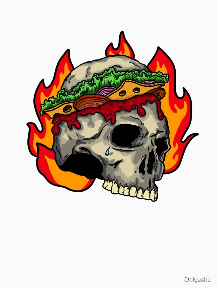 Skull Sandwich Fire Spicy Funny Hot Food by Oniyasha
