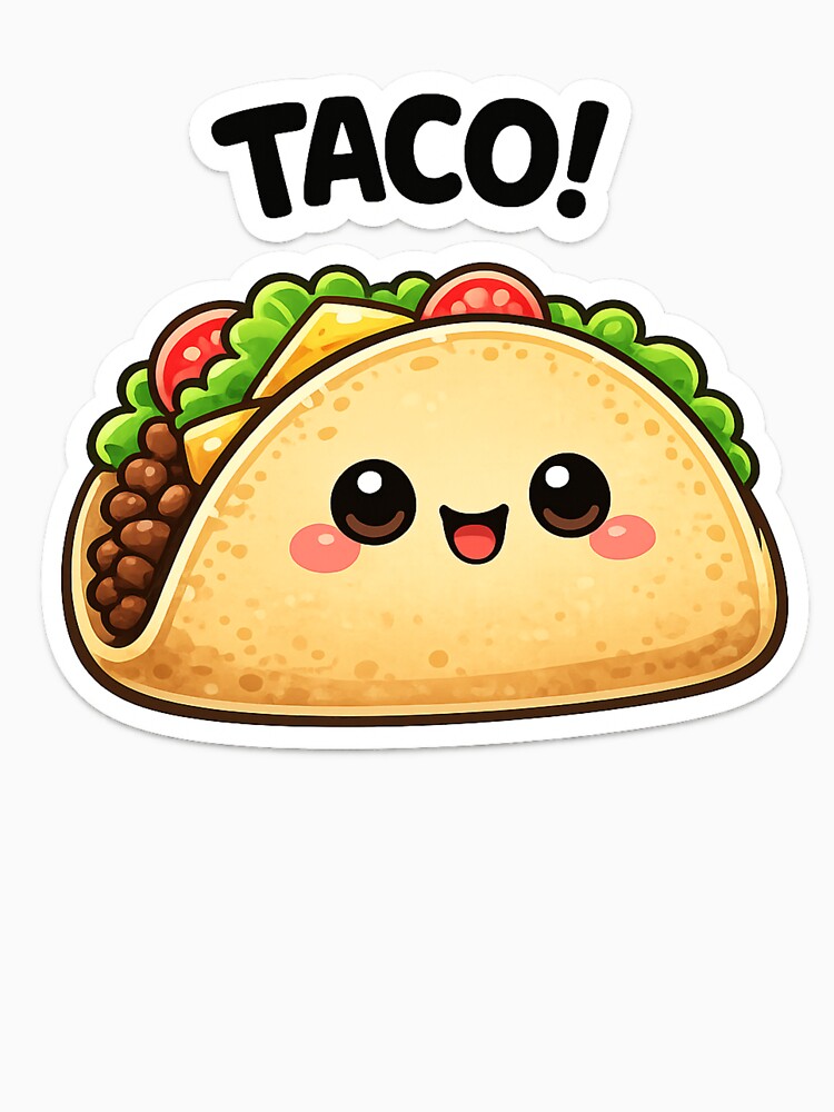 Smiling Taco with Toppings Cute Mexican Food Sticker by LongIslandDesgn