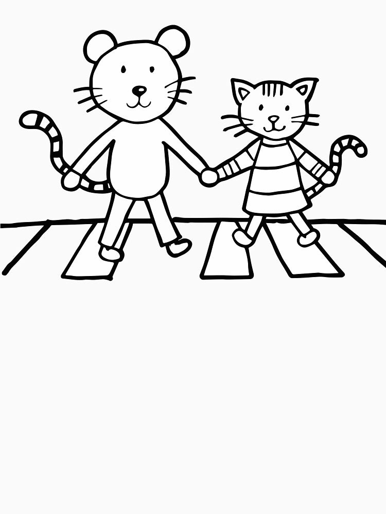 Cartoon Mouse and Cat Crossing Street Together by PholPol1959