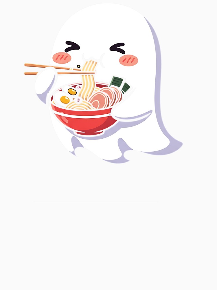 Kawaii Japanese Anime Halloween Ghost Eating Ramen Lovers by cawtoon