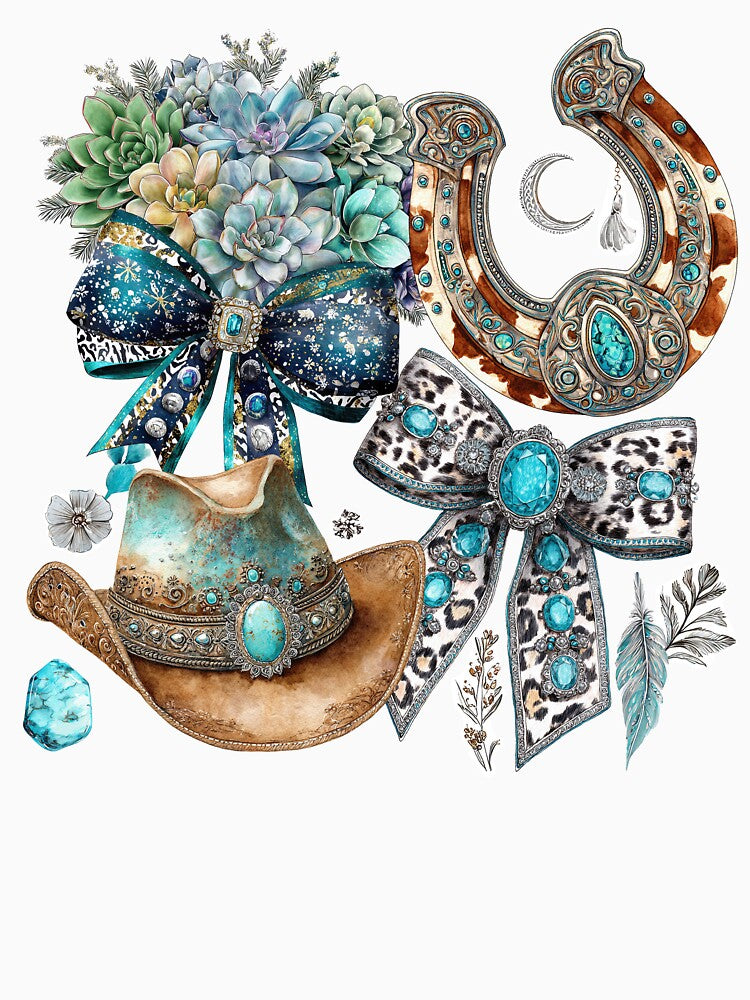 Boho Turquoise Cowgirl Hat Western Design by EnlivenDesigns