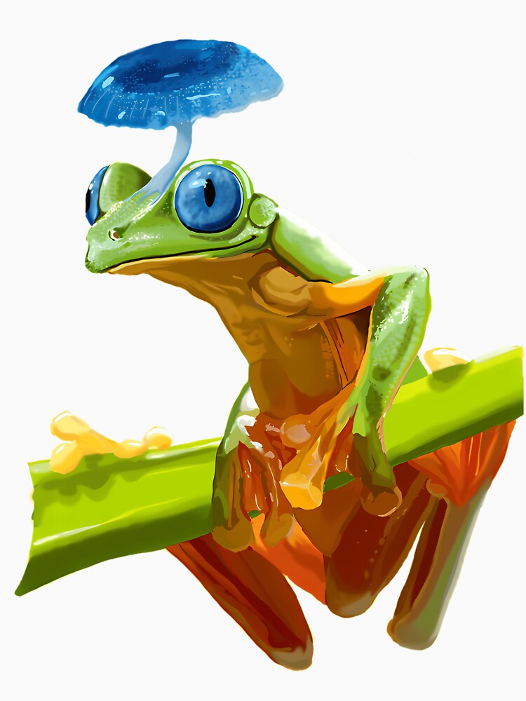 Frog on Mushroom Cute Woodland Illustration by dzabirhupkesf
