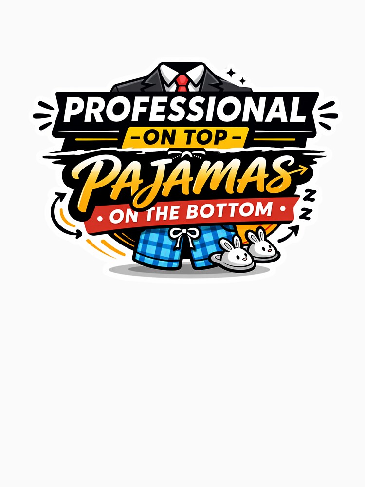 Funny Work From Home Design – Professional on Top Pajamas on the Bottom, Remote Work Humor, Zoom Meeting Joke, Digital Nomad Funny Sticker by ZYNORAworld