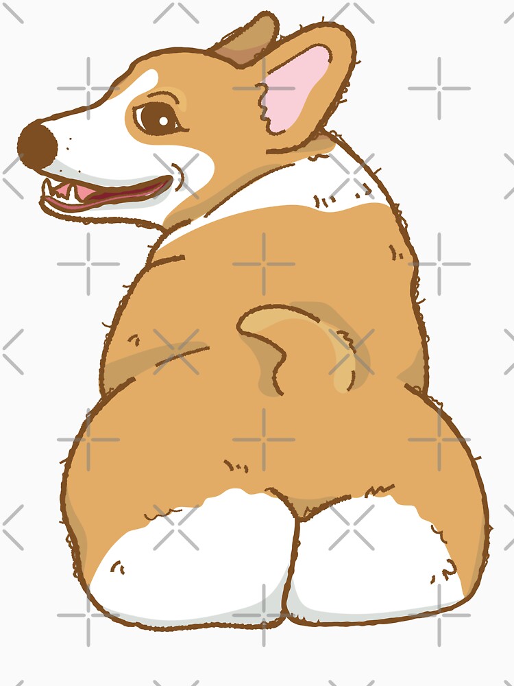 Cute and Funny Orange and White Corgi Butt Drawing by LionessLove