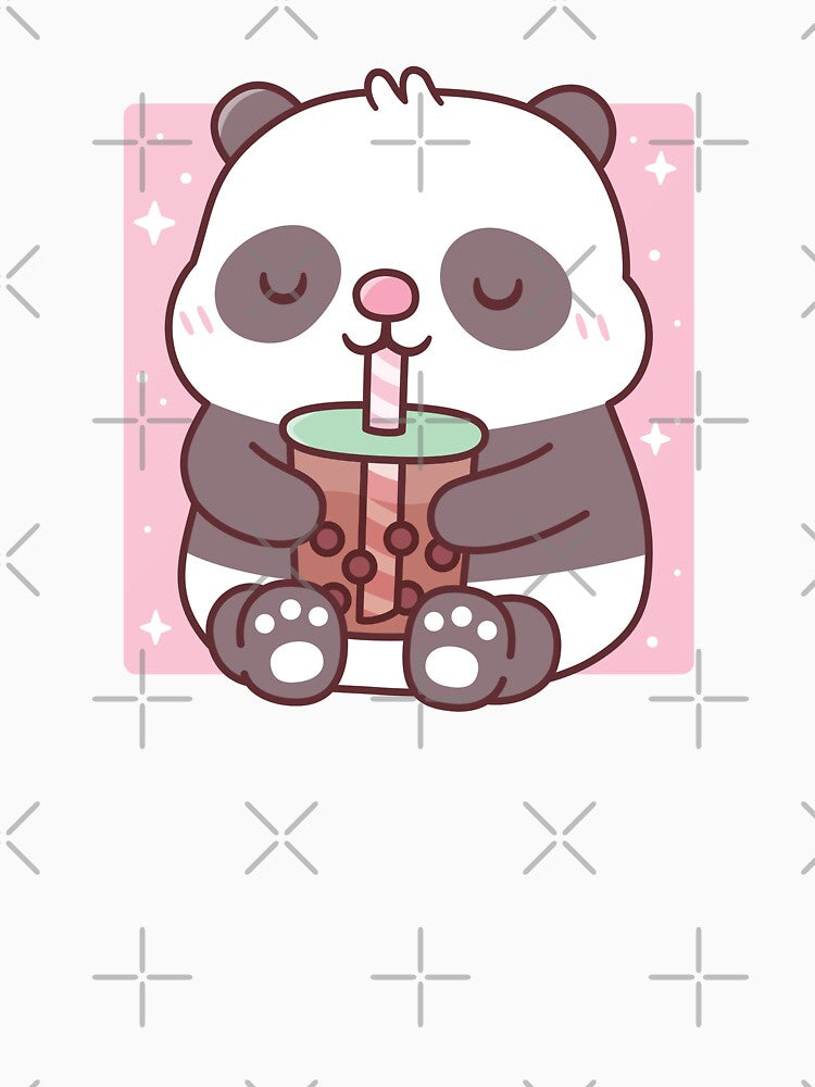 Cute Little Panda Drinking Bubble Tea by rustydoodle