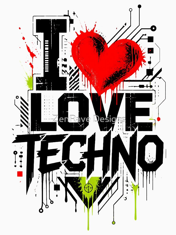 Love Techno Industrial Street Art Grungy by  ZenRave Designs