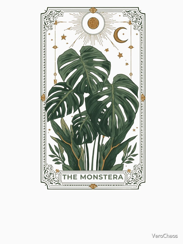 Vintage Monstera Tarot Card Art - The Monstera Botanical Aesthetic by VeroChaos
