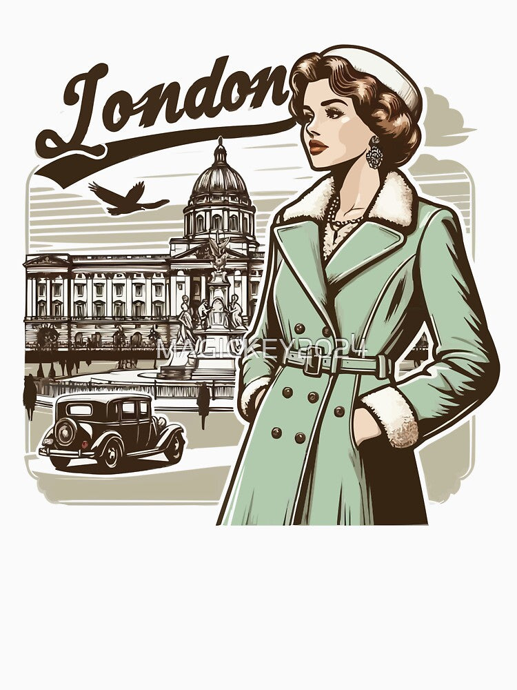Elegant British Lady in Winter by Buckingham Palace – London Scene by MAGICKEY2024